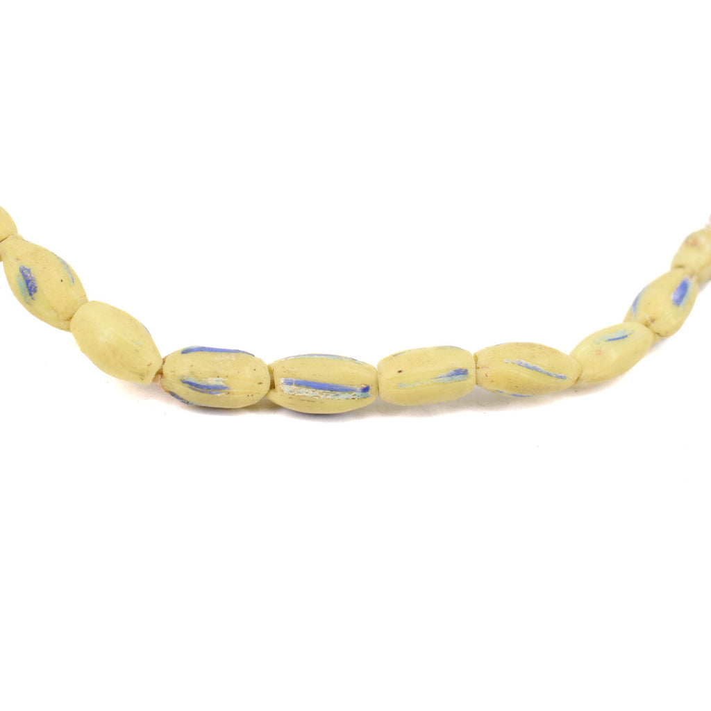 Yellow and Blue Striped Melon Venetian Trade Beads