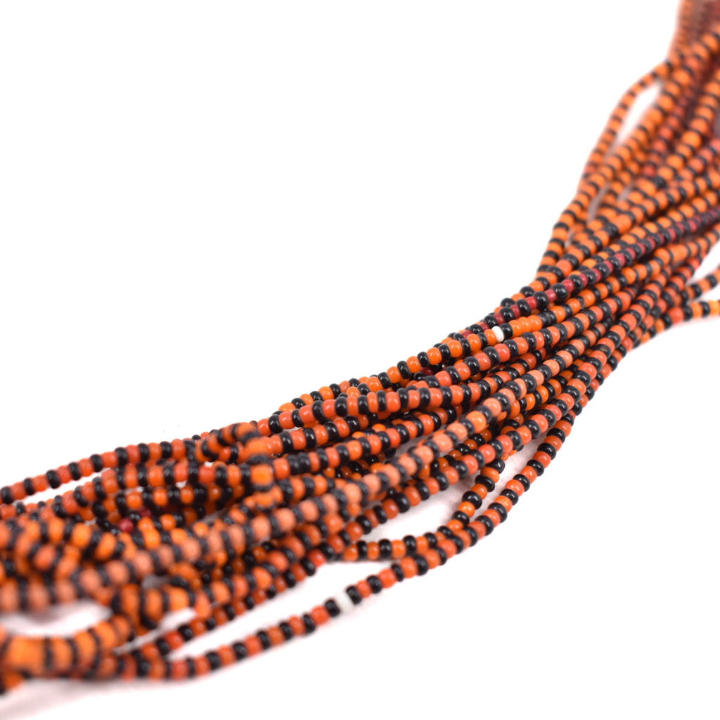 Orange and Black Baule Tamba Seed Bead Necklace
