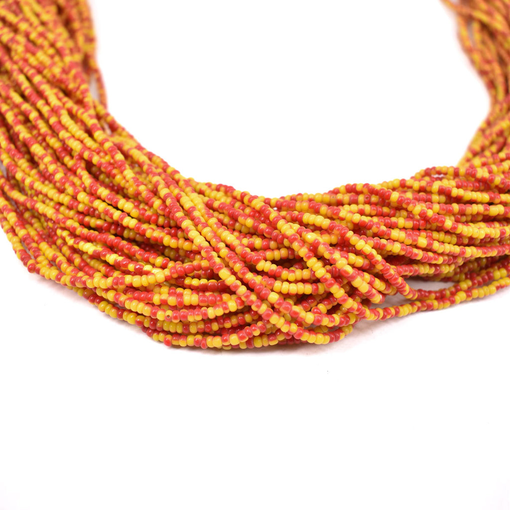 Yellow and Red Baule Tamba Seed Bead Necklace
