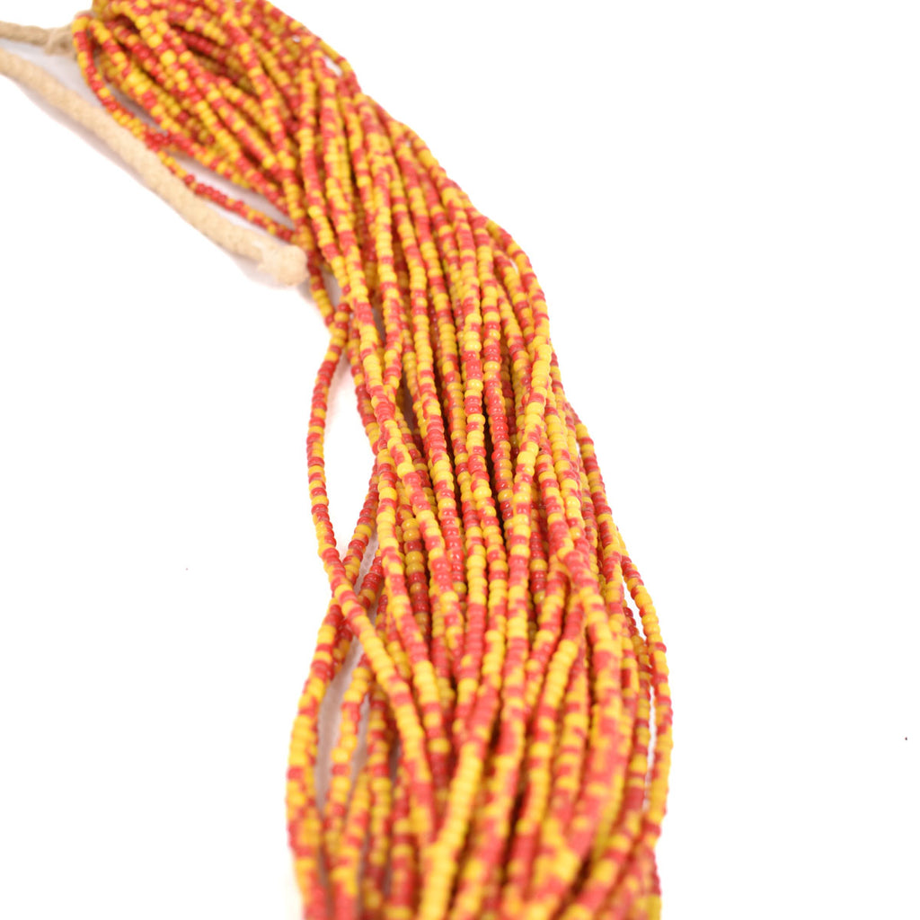 Yellow and Red Baule Tamba Seed Bead Necklace