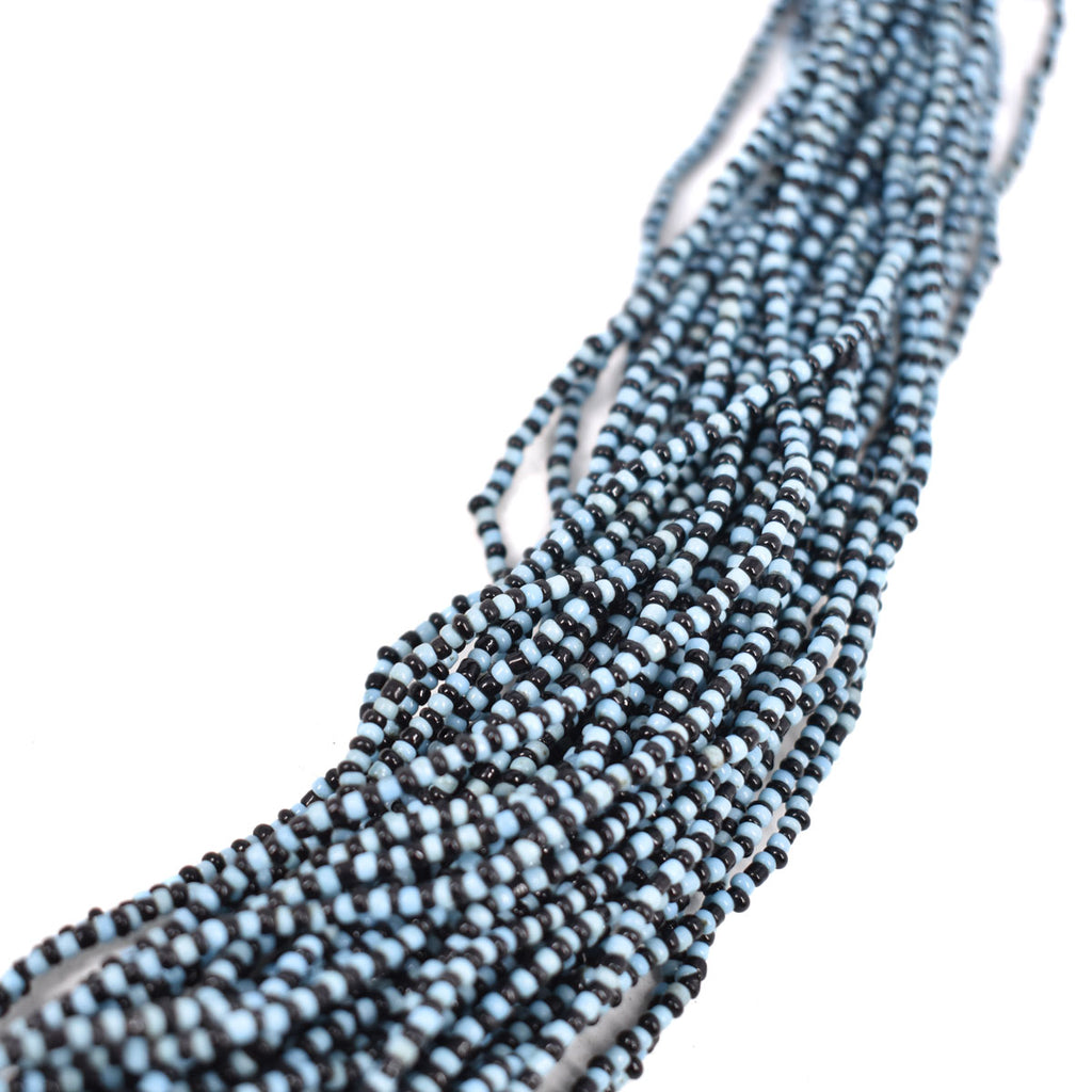Blue and Black Baule Tamba Seed Bead Necklace