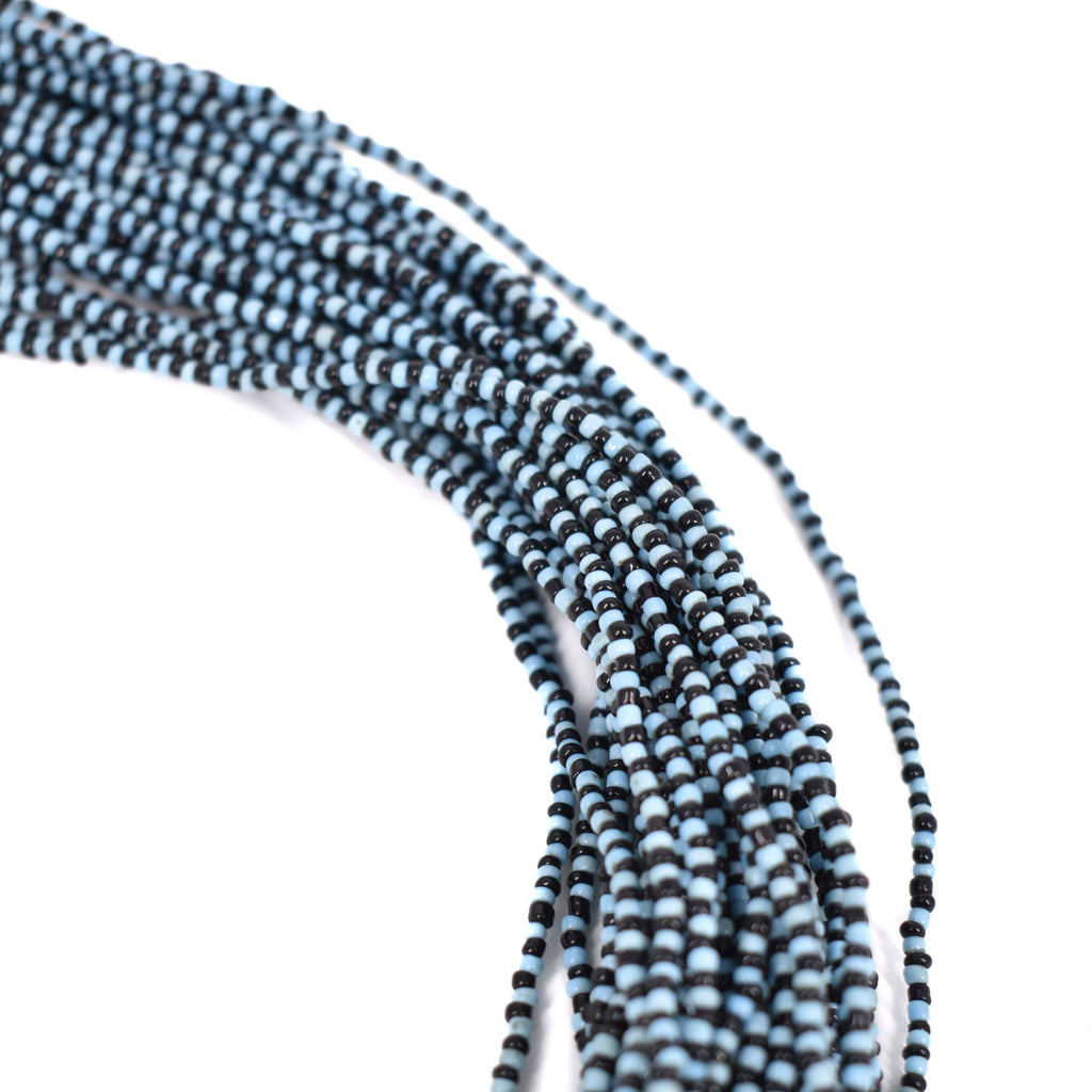 Blue and Black Baule Tamba Seed Bead Necklace
