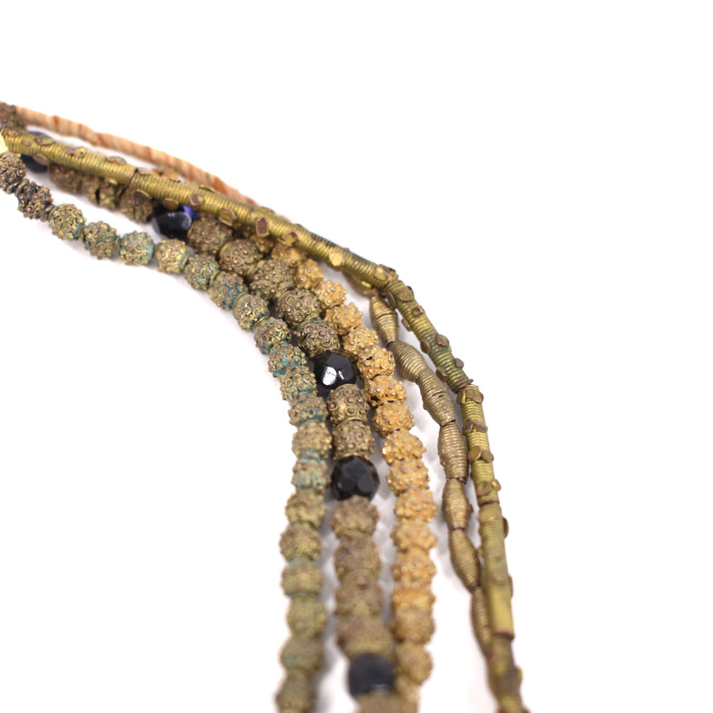 5 Strands Yoruba Gilded Brass Raised Dot Beads Nigeria