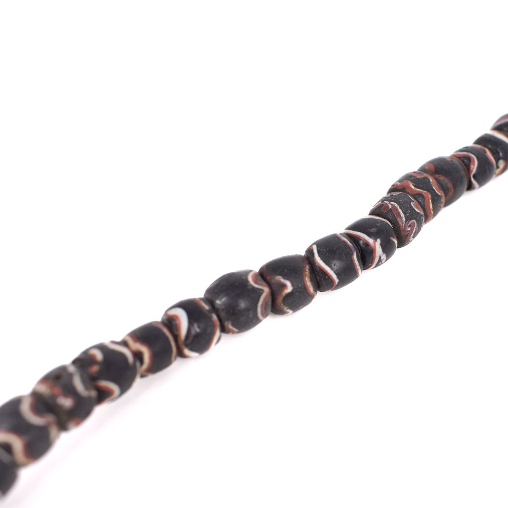 Black Rattlesnake Venetian Trade Beads 31 Inch