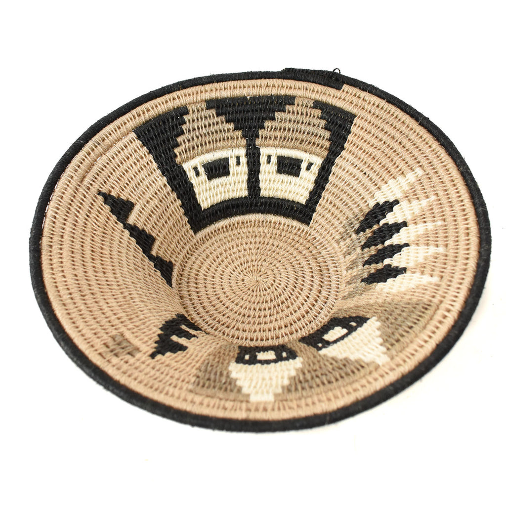 Geometric Neutral Agave Sisal Handwoven Basket Eswatini