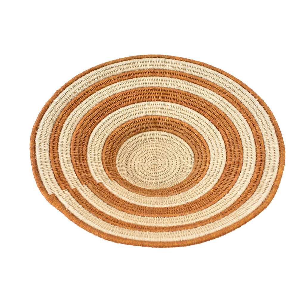 Brown Striped Agave Sisal Handwoven Basket Eswatini