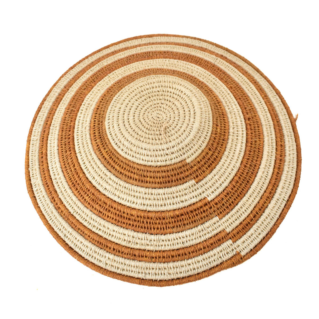 Brown Striped Agave Sisal Handwoven Basket Eswatini