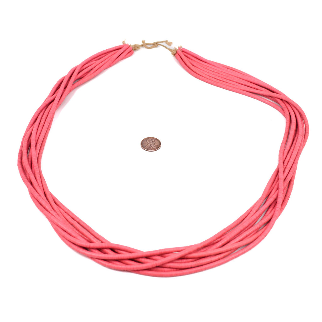 Neon Pink Baule Tamba Seed Bead Necklace
