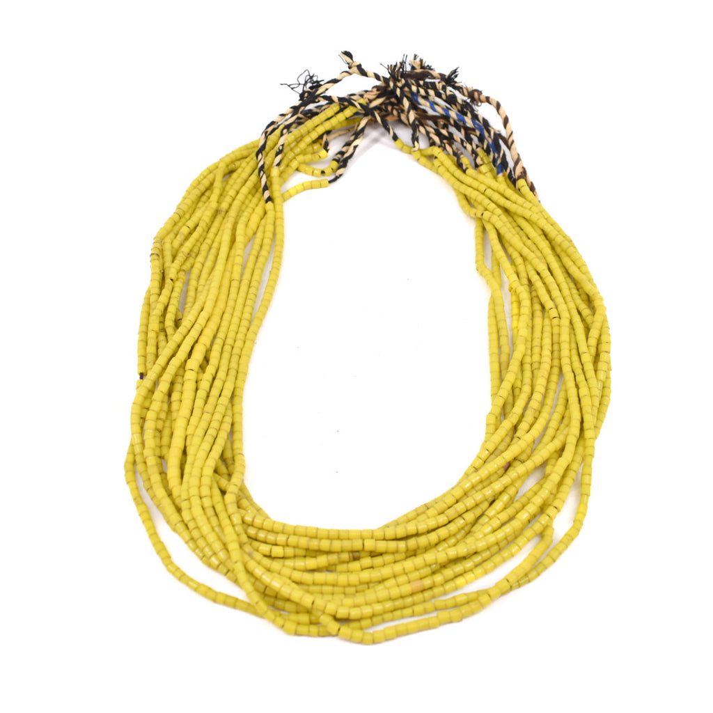 16 Strands of Yellow Tile Trade Beads Wide