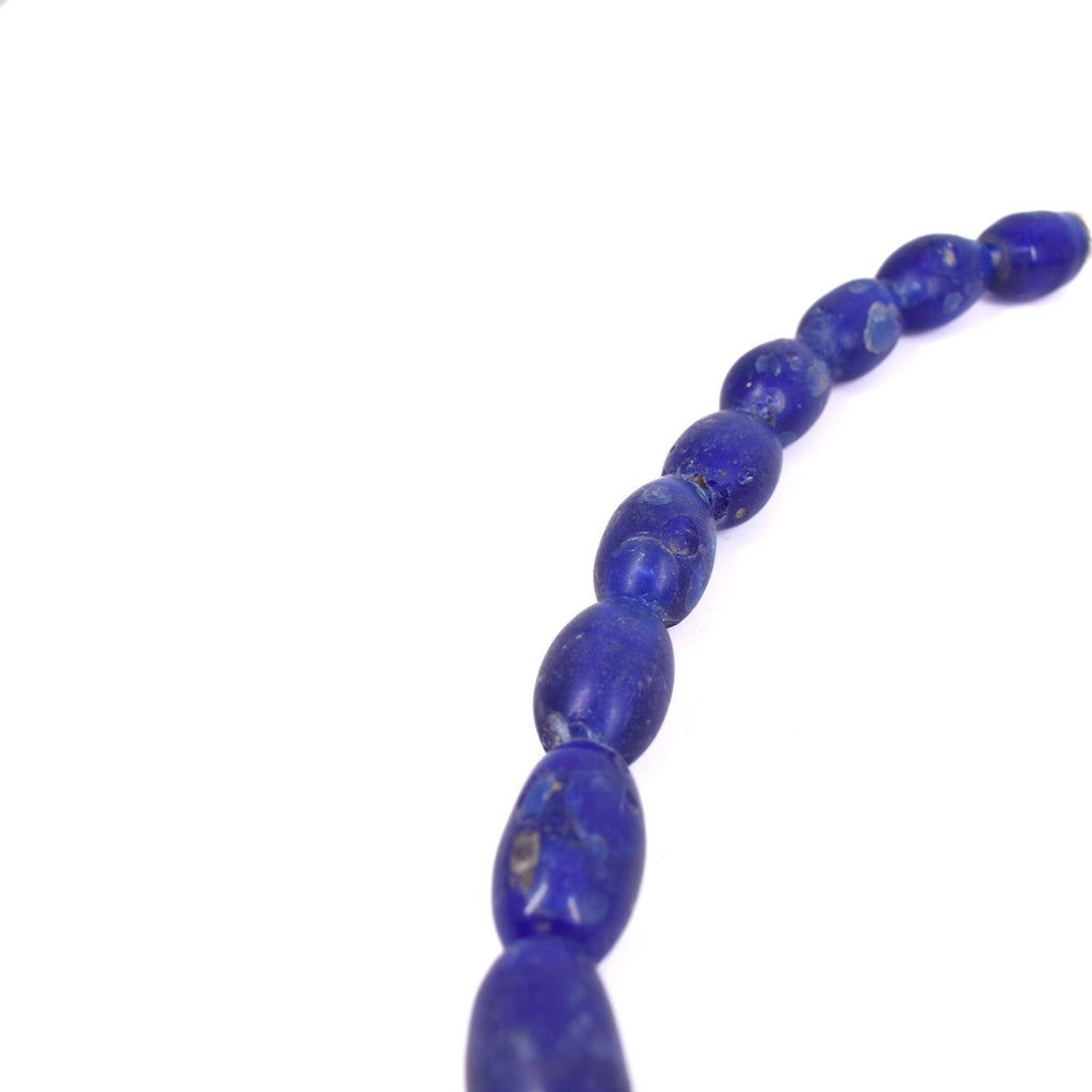 Blue Oval Bohemian Trade Beads 30 Inch