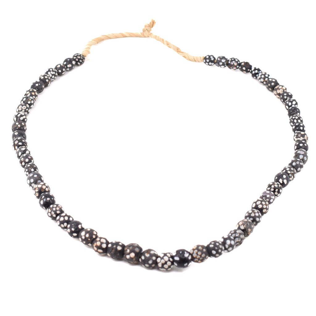 Black Skunks Excavated Venetian Trade Beads 30 Inches