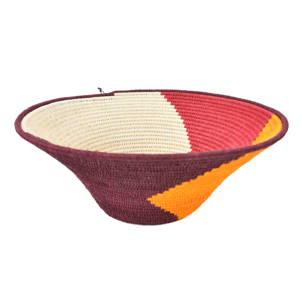 Pink Orange Purple and White Agave Sisal Handwoven Basket Eswatini