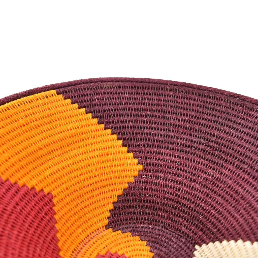 Pink Orange Purple and White Agave Sisal Handwoven Basket Eswatini