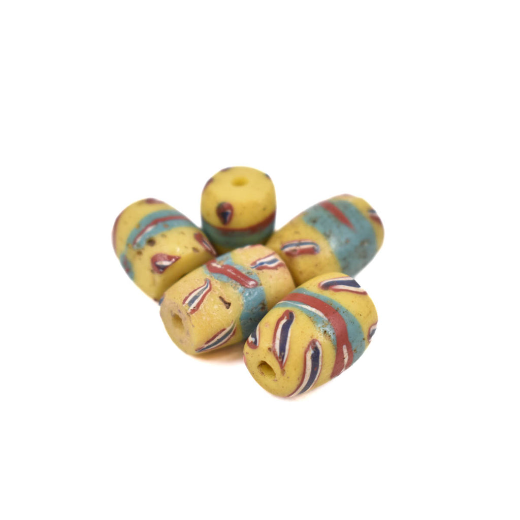 5 Yellow Venetian Trade Beads Ericson Collection