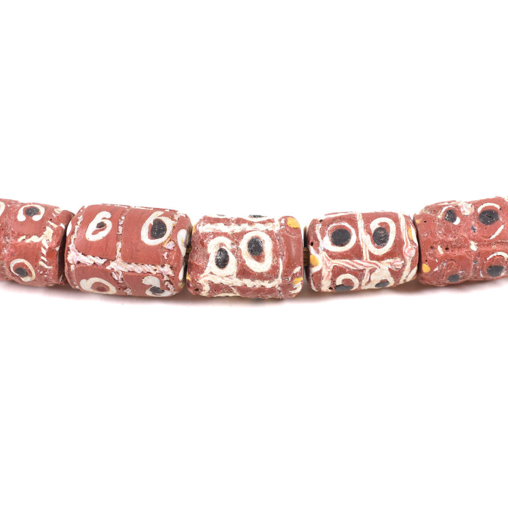 Brick Red Tic-Tac-Toe Venetian Trade Beads