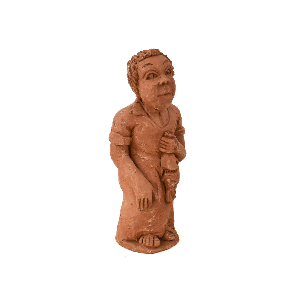 Clay Figure of Woman Carrying Fish Malawi