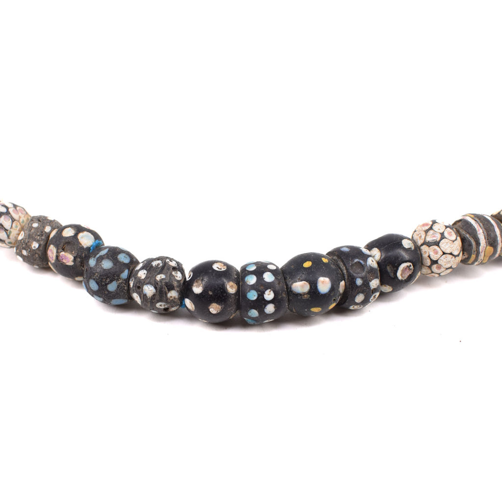 Black Skunk and Thousand Eye Venetian Trade Beads 30 Inch