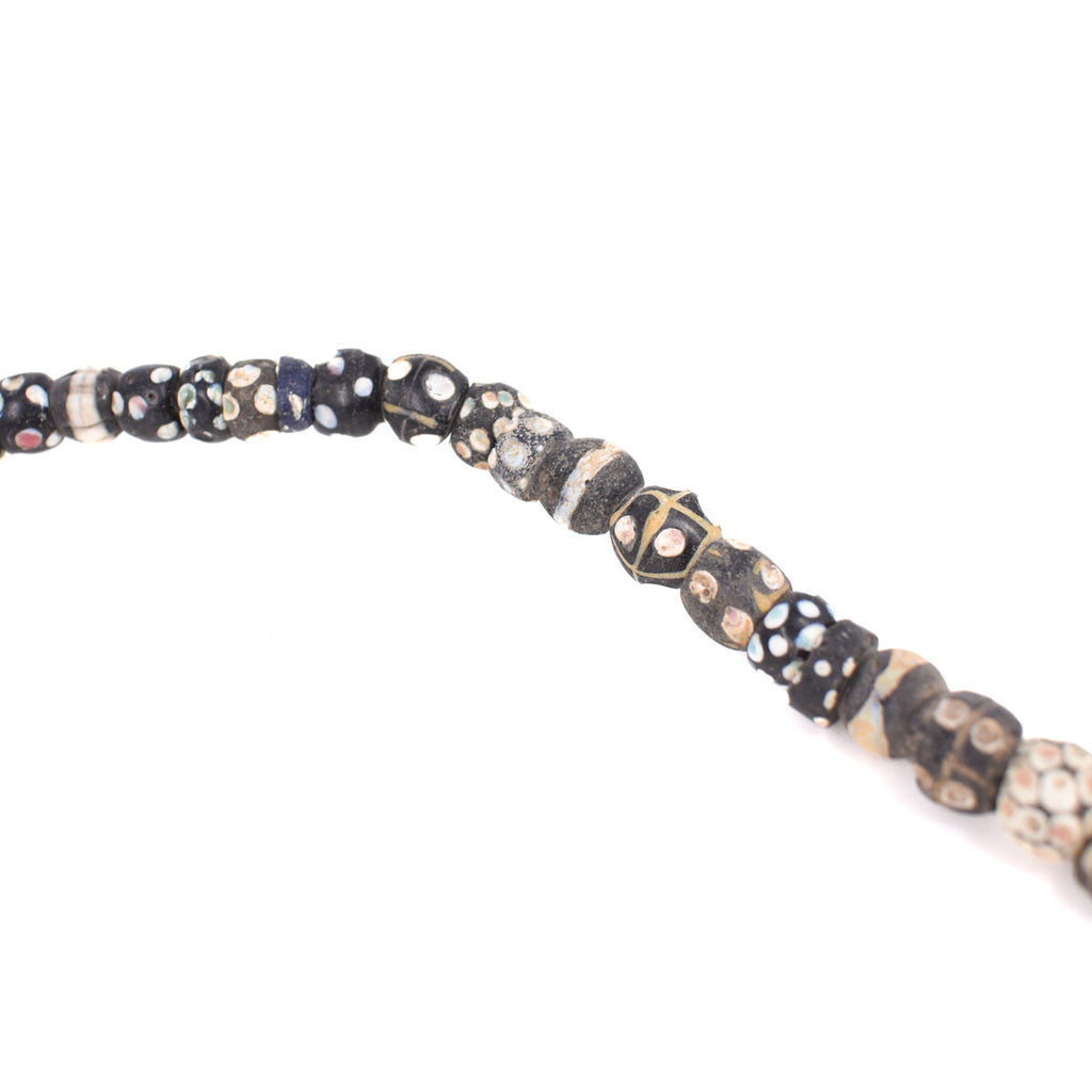Black Skunk and Thousand Eye Venetian Trade Beads 30 Inch