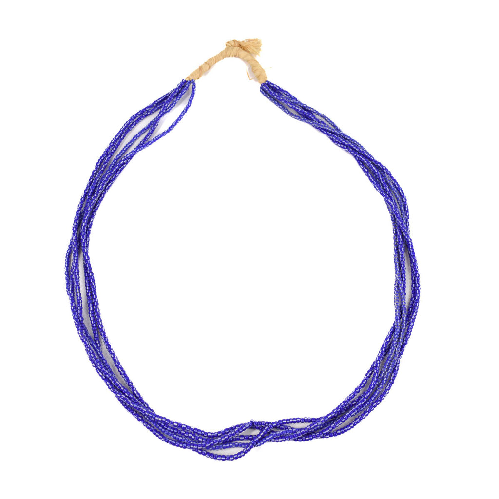 Royal Blue Baule Tamba Striped Seed Bead Necklace