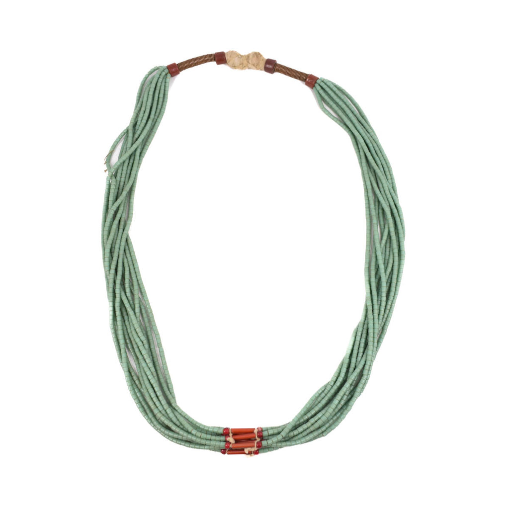 Fulani Green Tile Trade Bead Necklace Nigeria