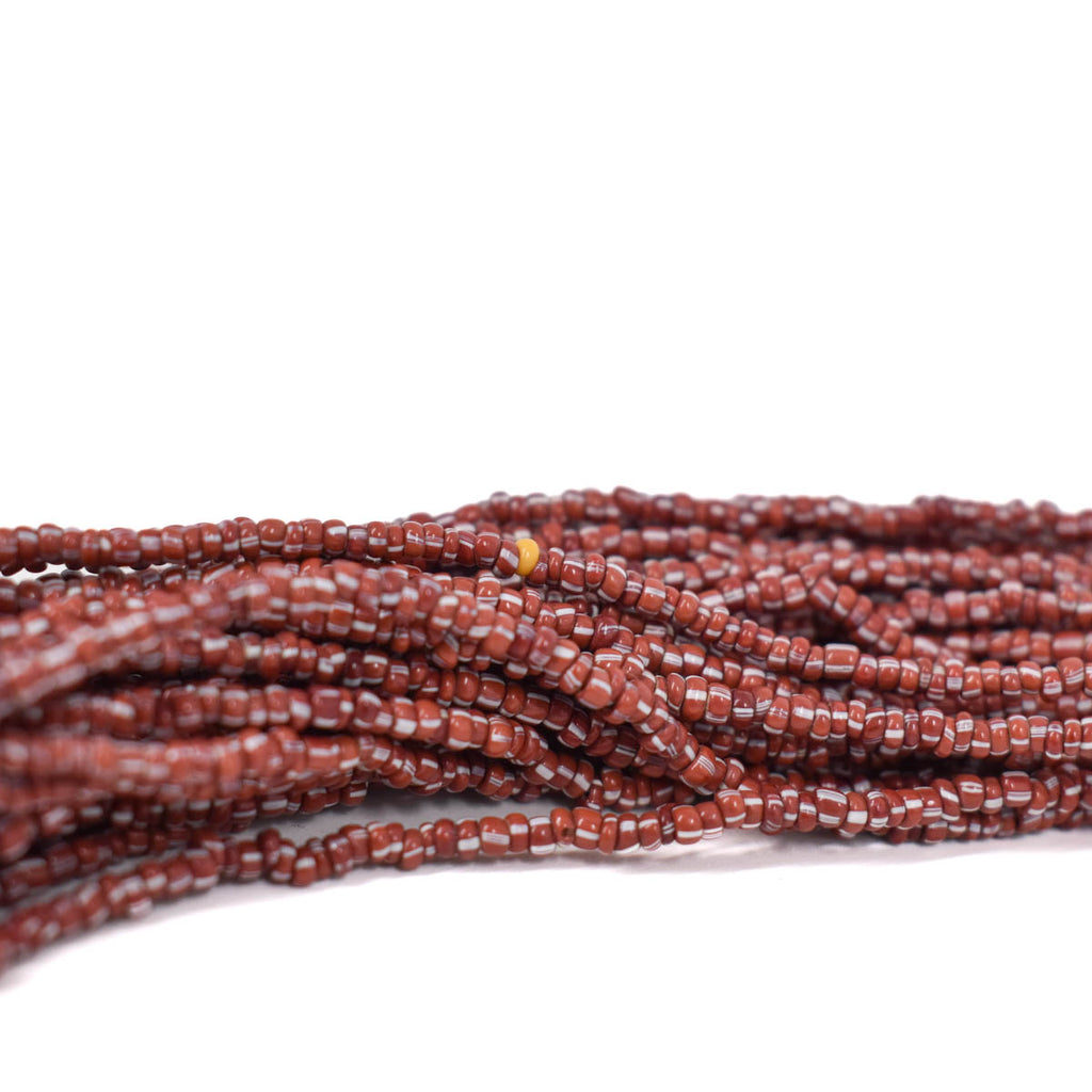 Red Baule Tamba Striped Seed Bead Necklace