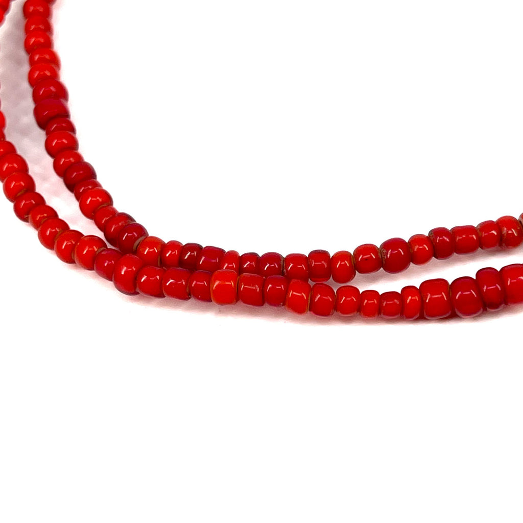 Red White Heart Venetian Trade Beads
