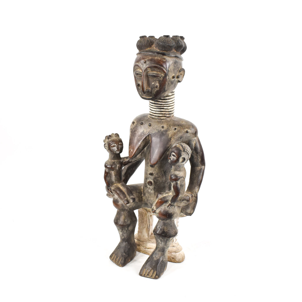 Anyi Attye Maternity Figure with Children on Stool Côte d'Ivoire