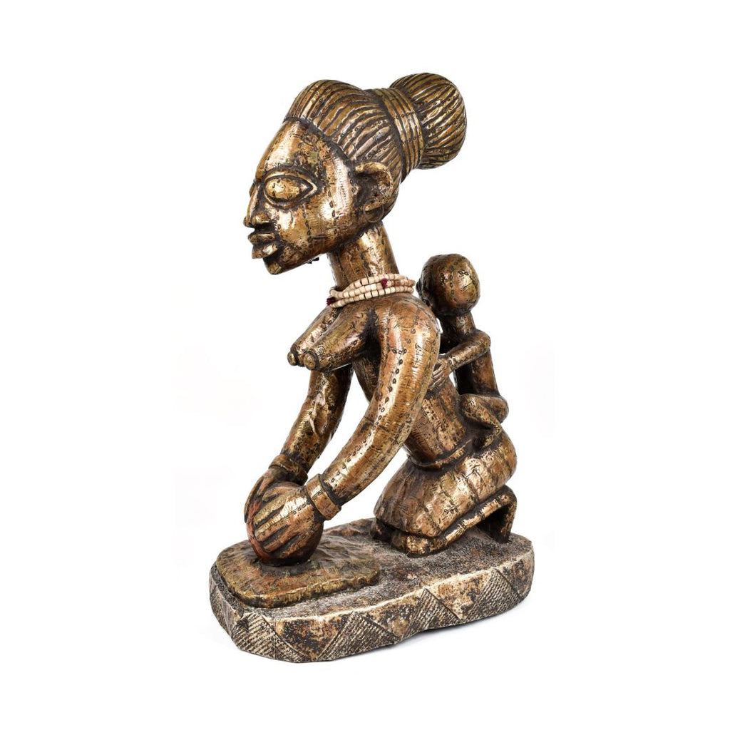 Yoruba Female Maternity Brass Figure Cameroon