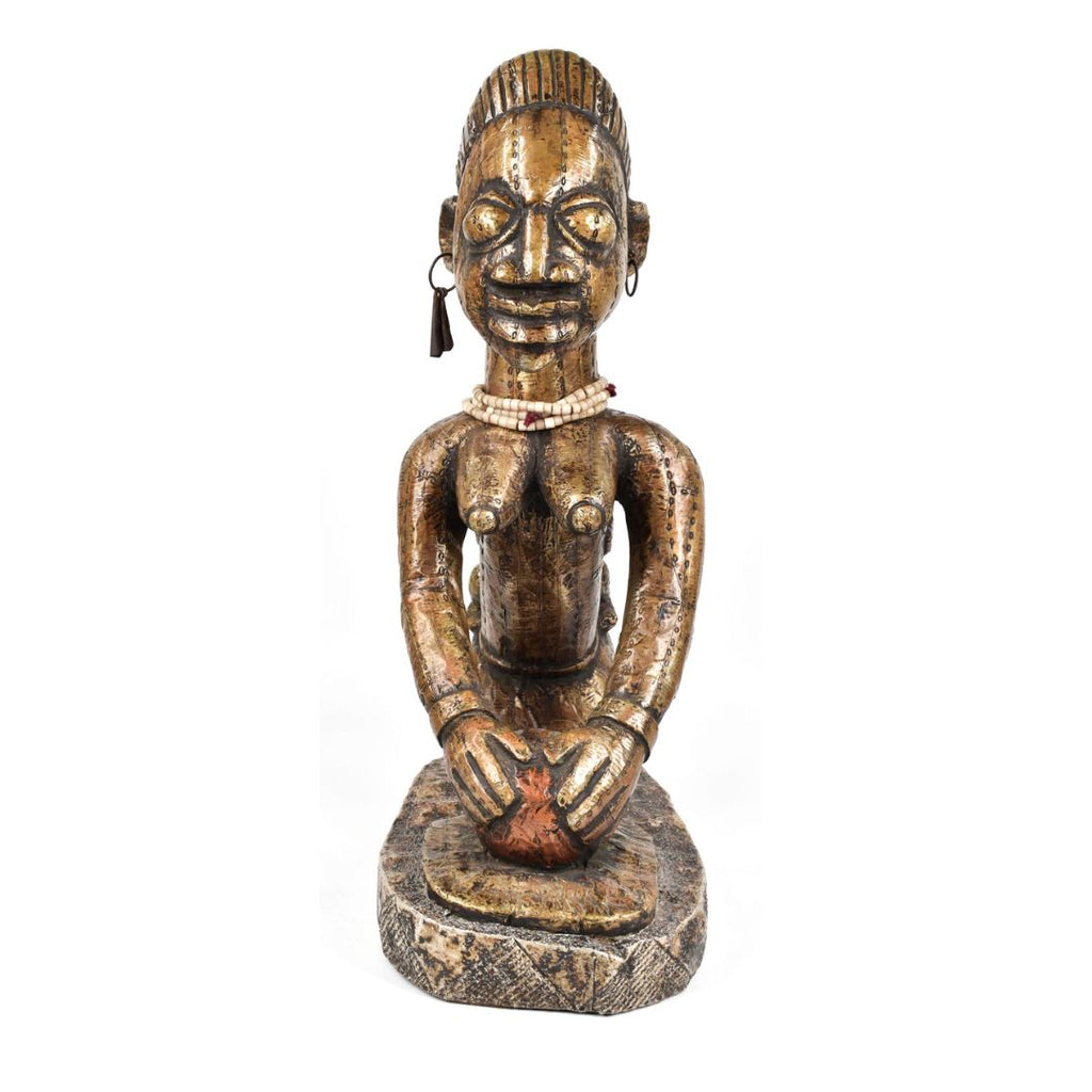 Yoruba Female Maternity Brass Figure Cameroon