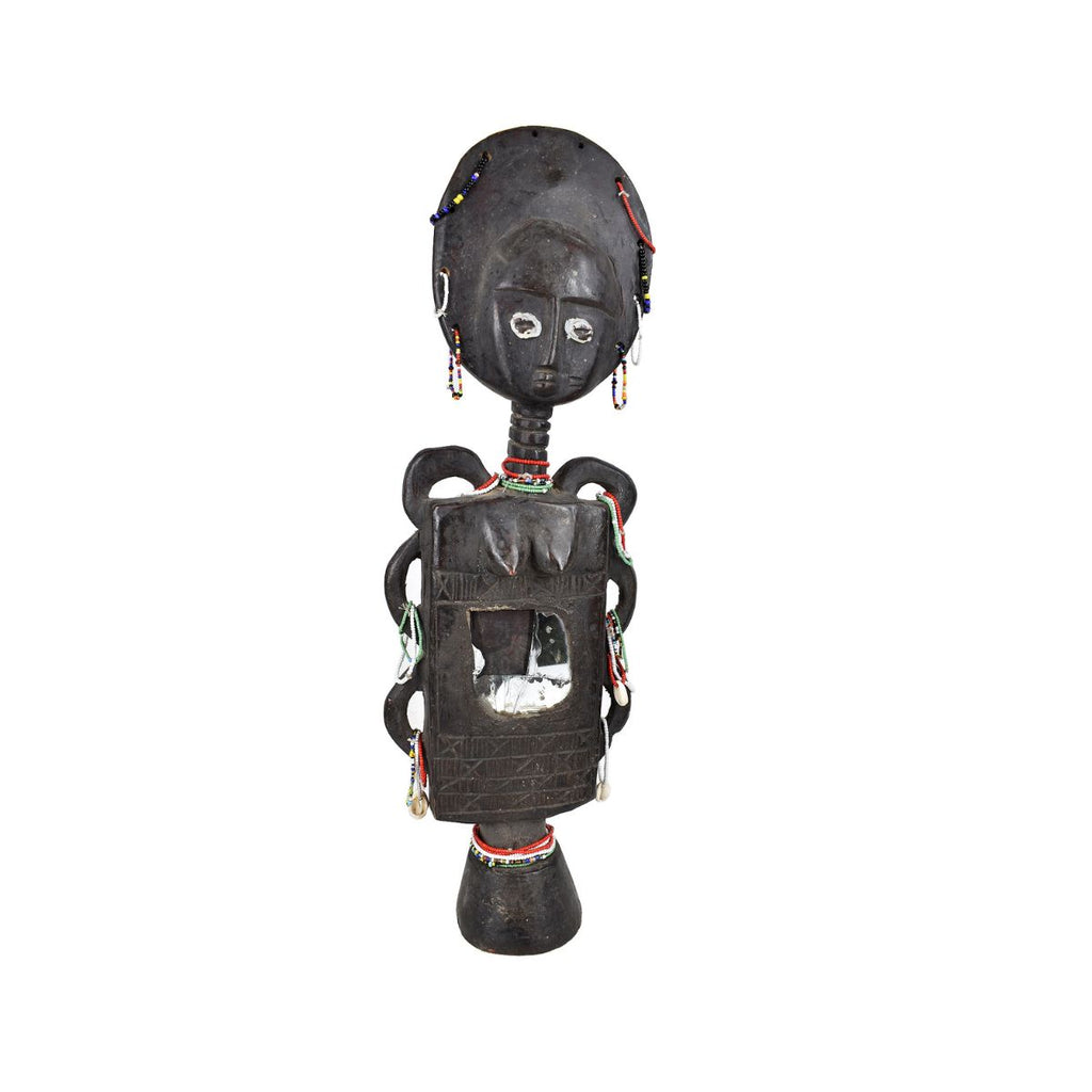 Akua'ba Fertility Doll with Mirror Ghana 24 inch