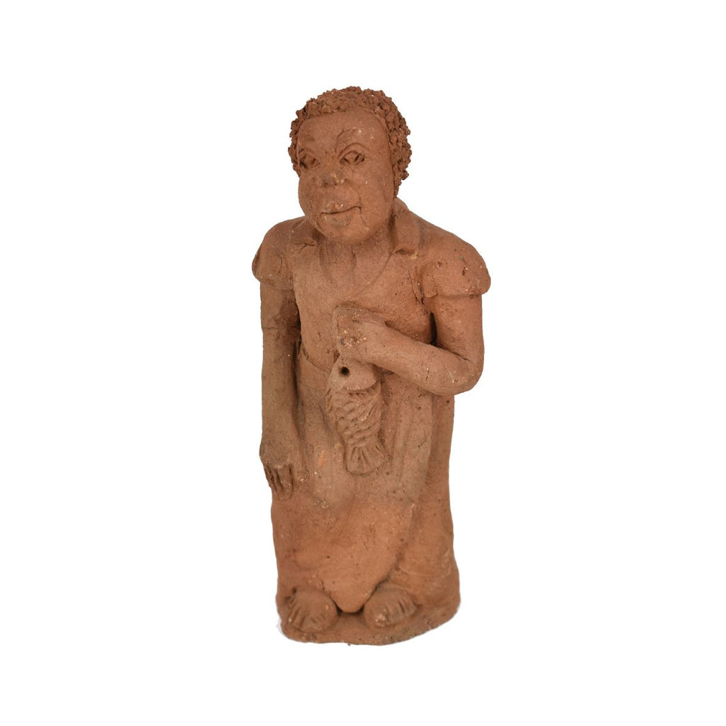 Female with Fish Clay Figure Malawi