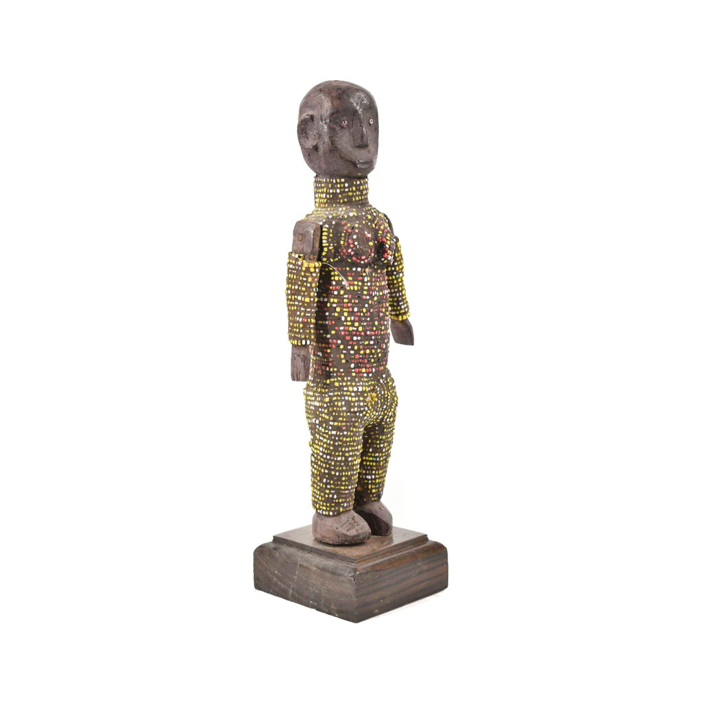 Nyamwezi Beaded Wood Doll on Custom Base Tanzania