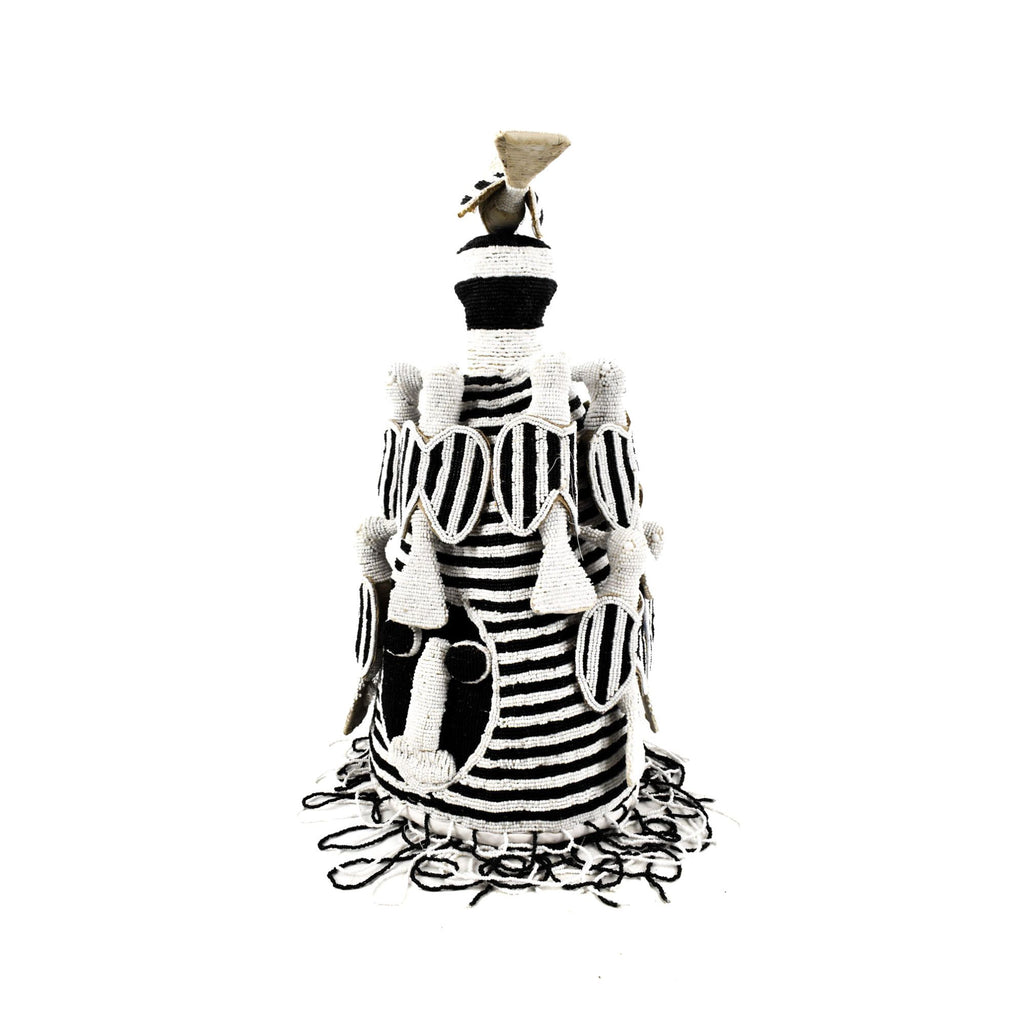 Yoruba Black and White Beaded Crown Nigeria