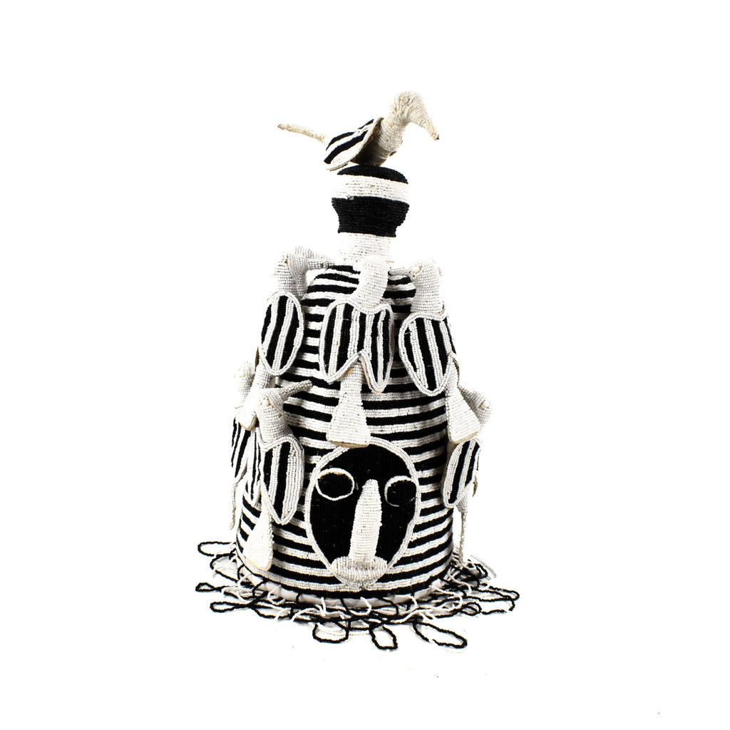 Yoruba Black and White Beaded Crown Nigeria