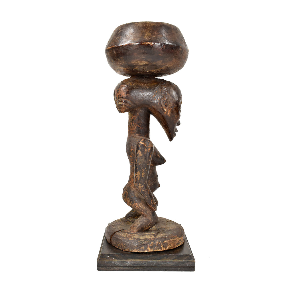 Luba Female Bowl Bearer Wood Figure with Custom Base Congo