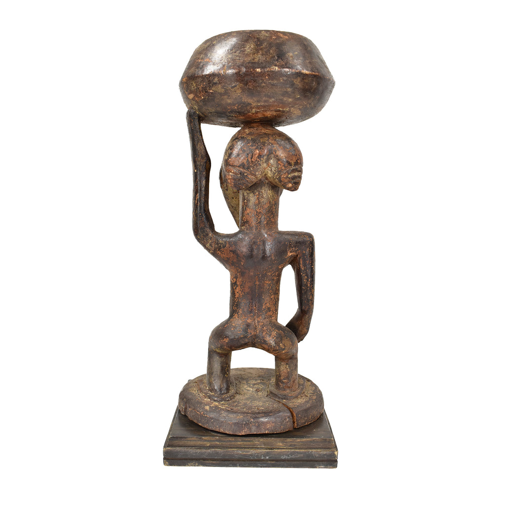 Luba Female Bowl Bearer Wood Figure with Custom Base Congo