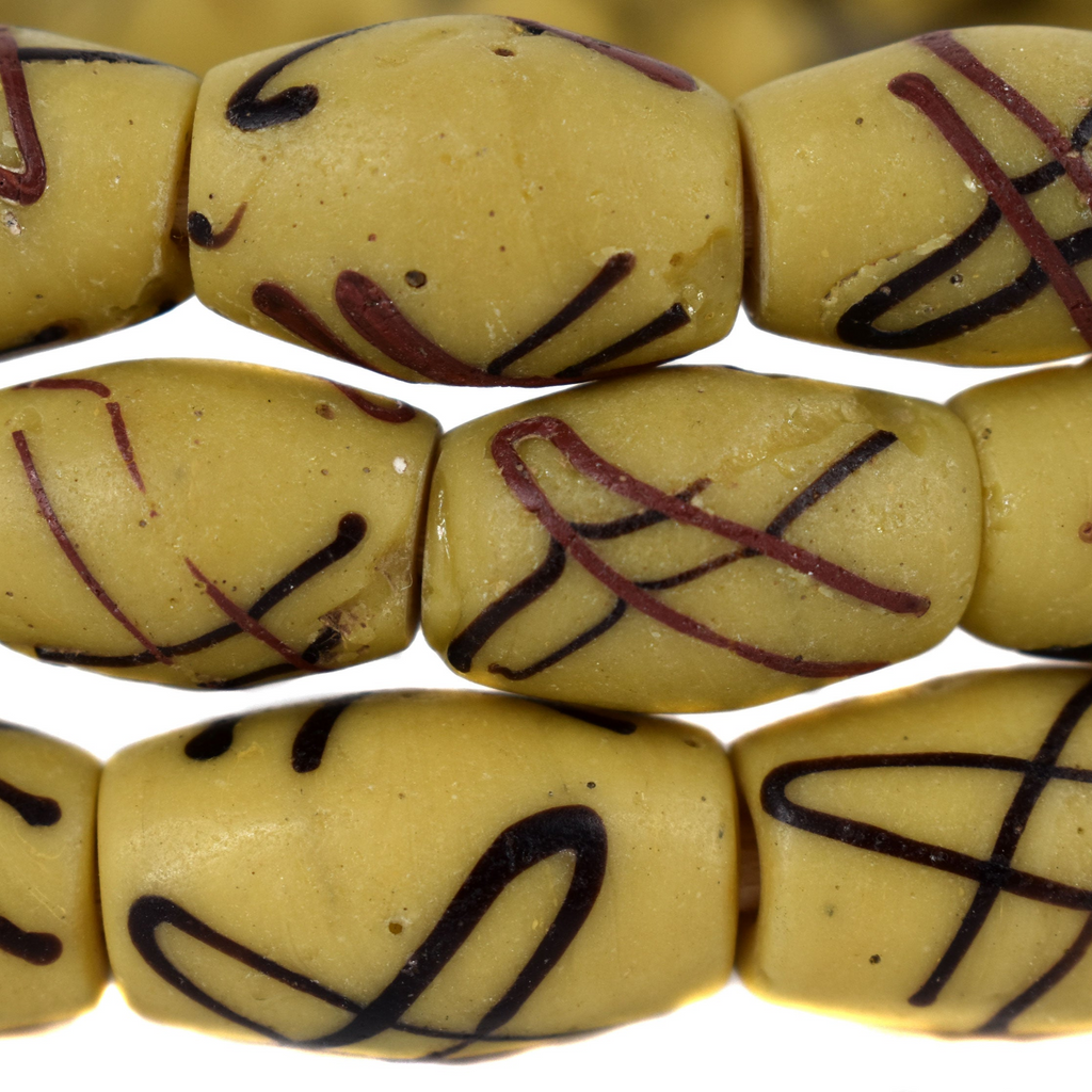 Yellow Akosu Venetian Trade Beads 39 inches