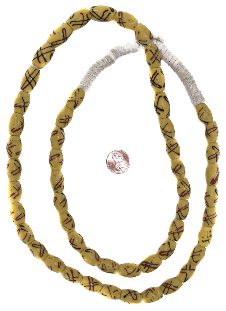 Yellow Akosu Venetian Trade Beads 39 inches