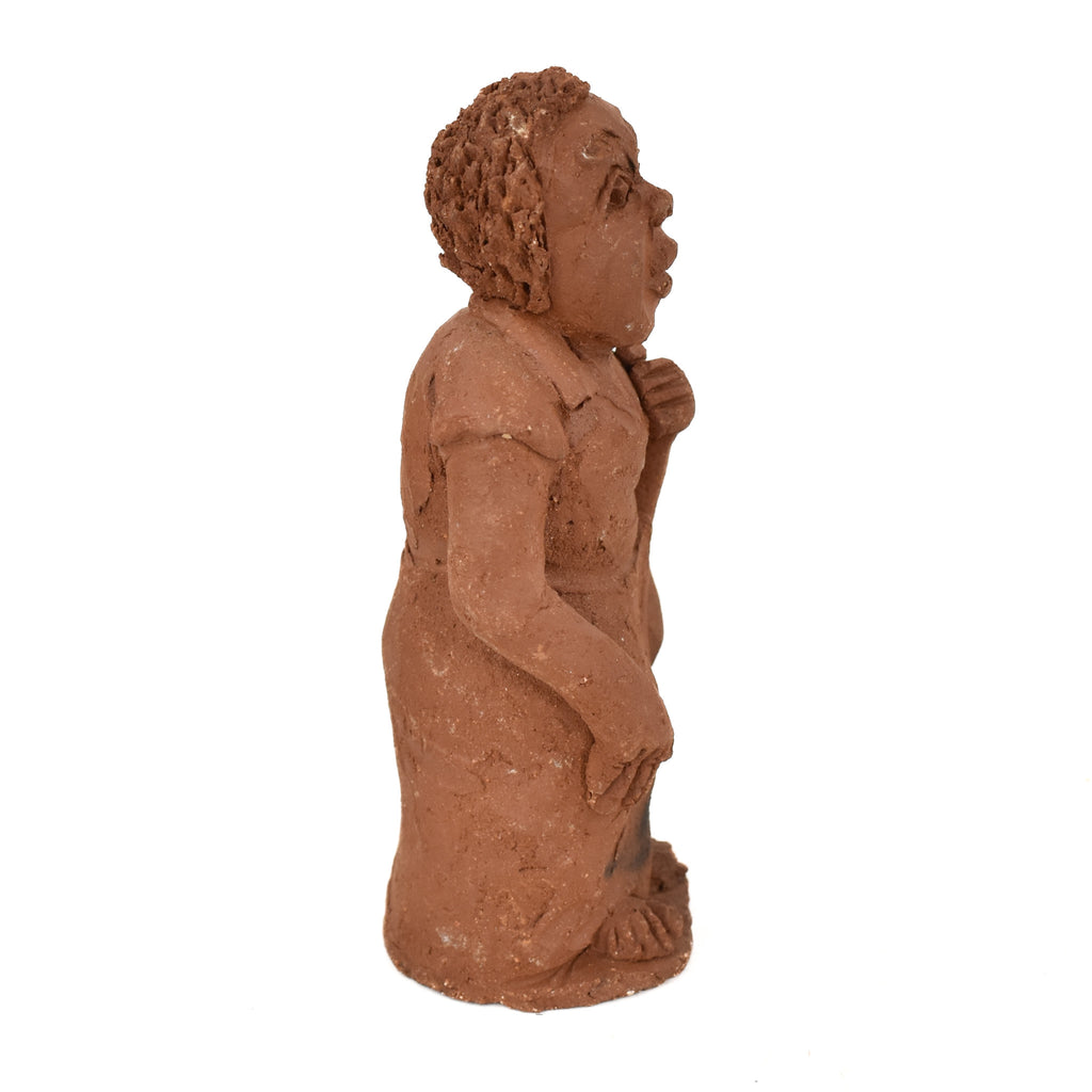 Clay Figure Woman Carrying Purse Malawi