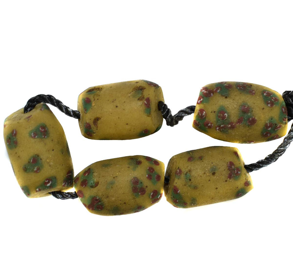 5 Yellow Venetian Trade Beads