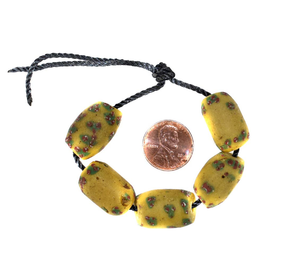 5 Yellow Venetian Trade Beads