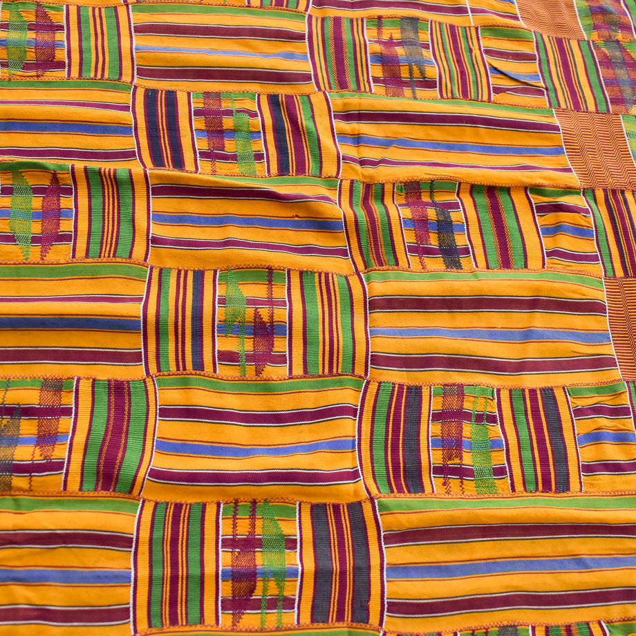 Tissu Kente Femme – Ghana, 73,5 X 50 Pouces, Tissé Main, Original 20e Siècle