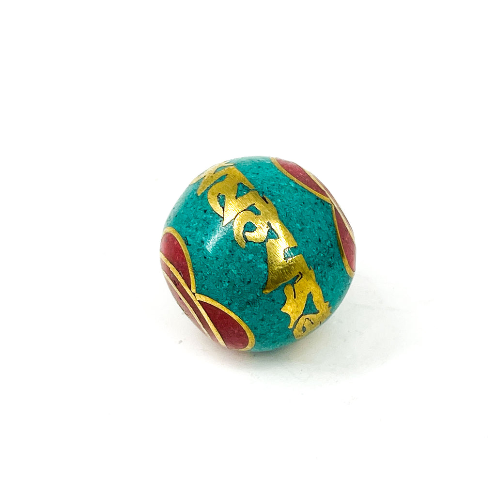 4 Loose Tibetan Inlaid Turquoise Beads