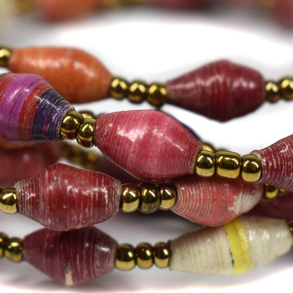 African Paper Bead Necklace Uganda 46 Inch