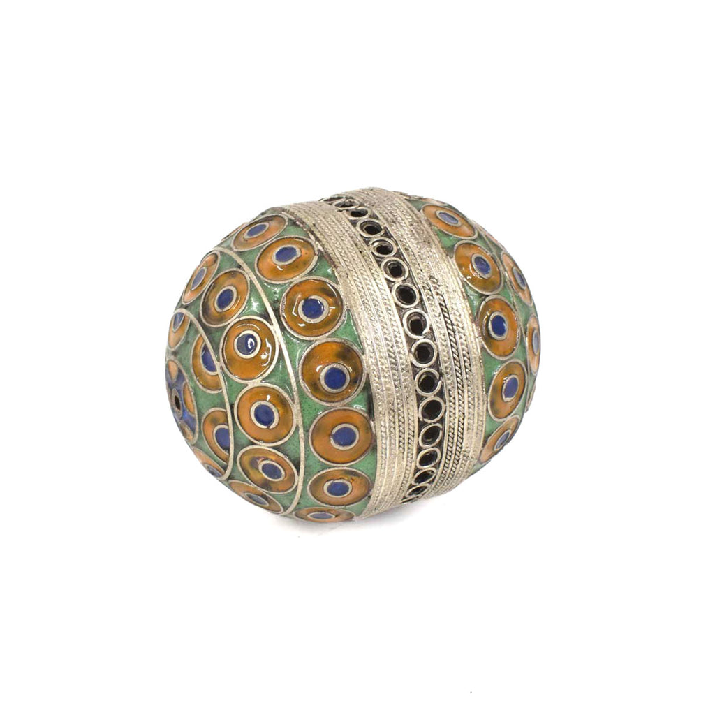 Green and Orange Moroccan Metal Bead