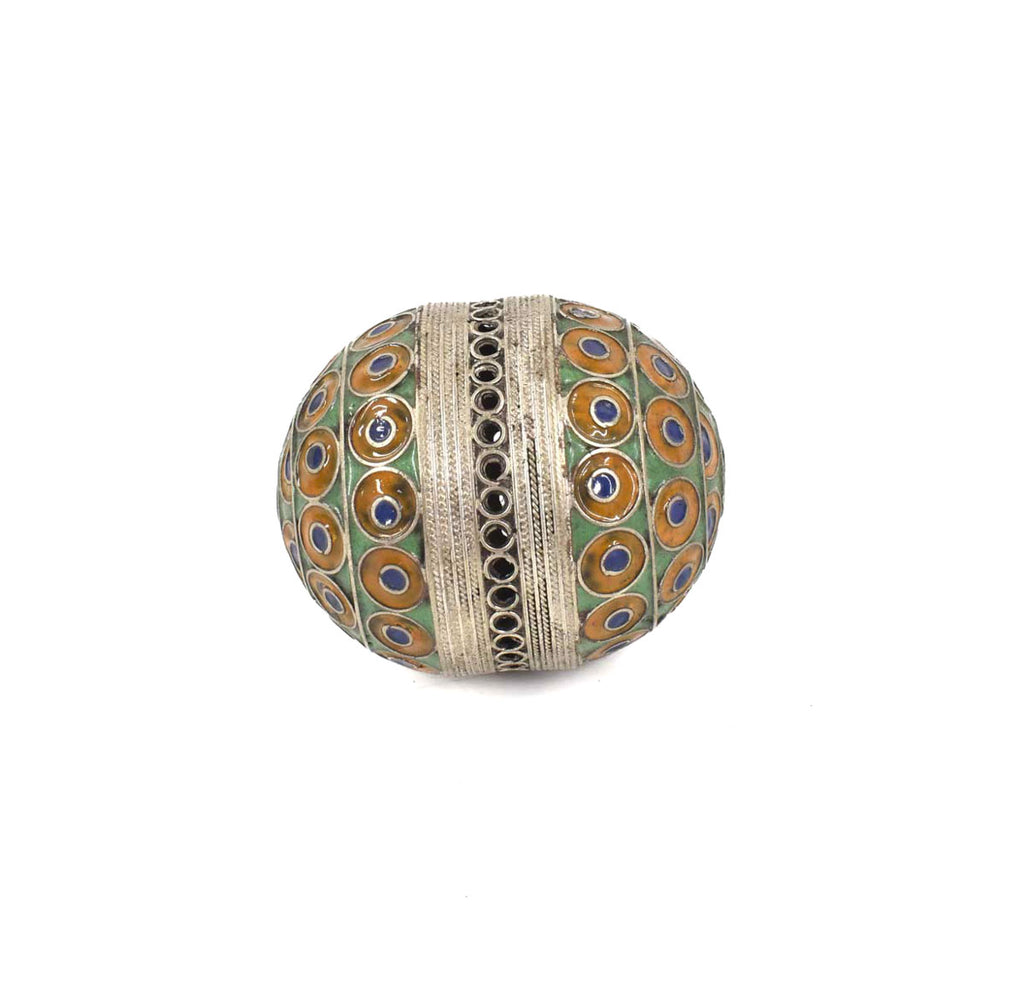 Green and Orange Moroccan Metal Bead