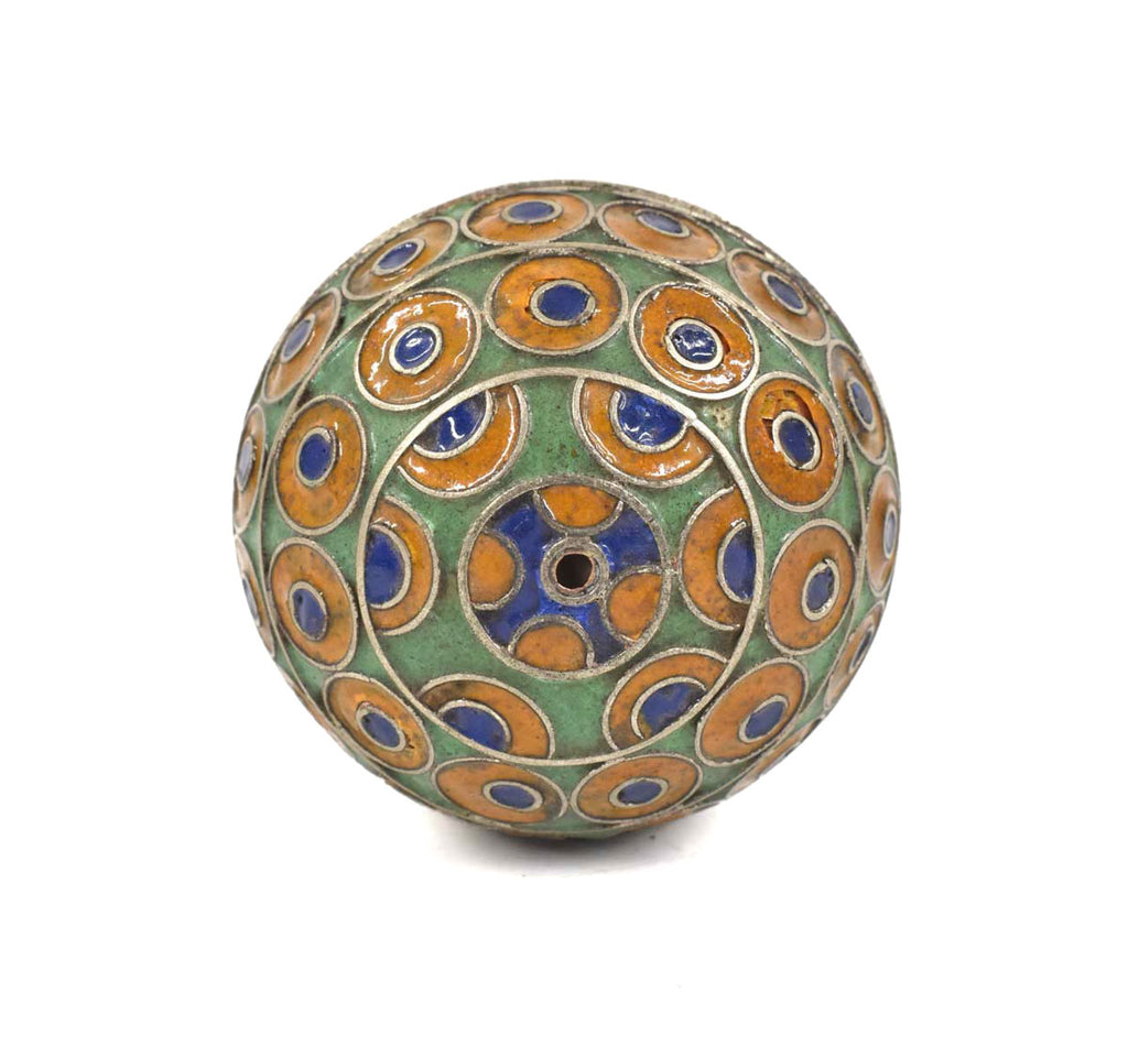 Green and Orange Moroccan Metal Bead