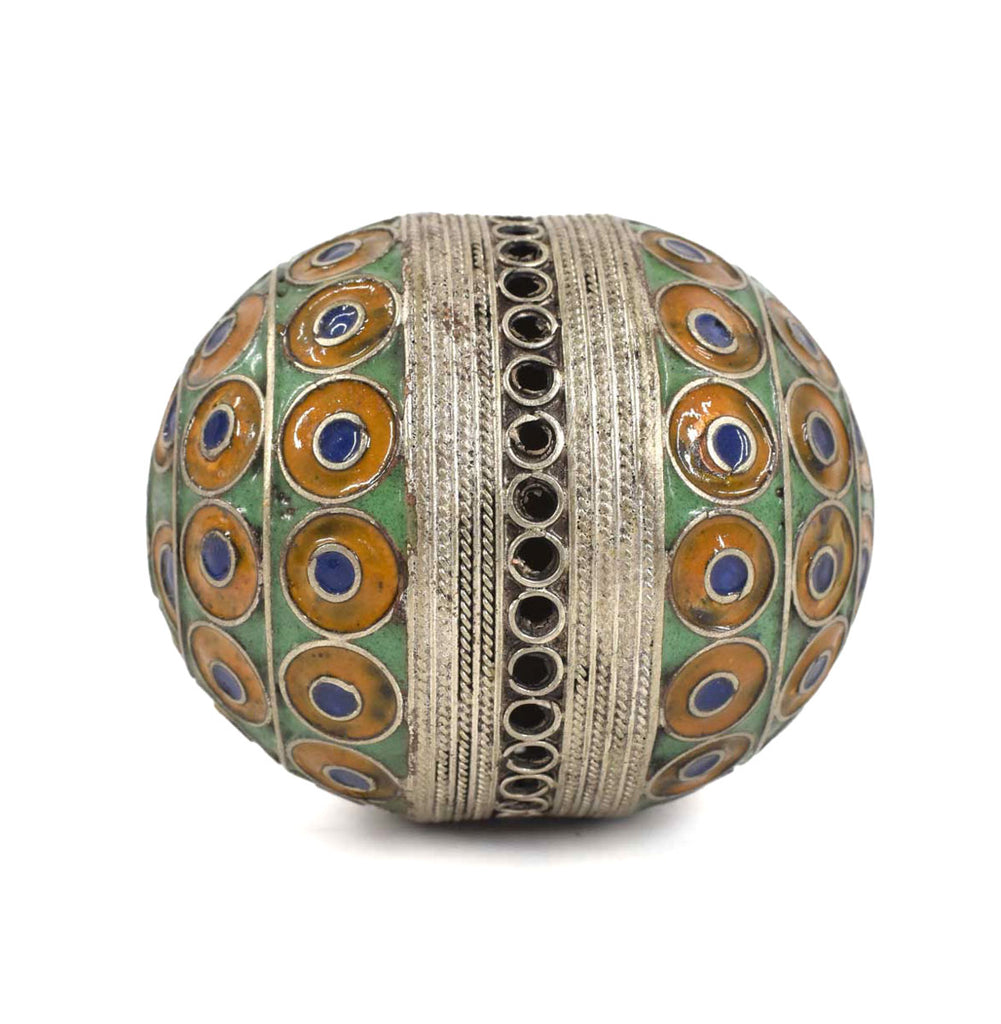 Green and Orange Moroccan Metal Bead