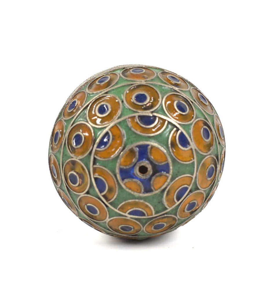 Green and Orange Moroccan Metal Bead