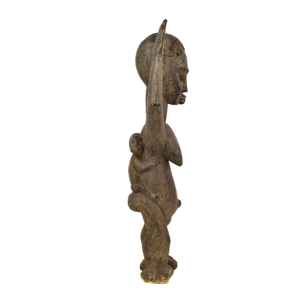 Lobi Pregnant Female with Child Wood Figure